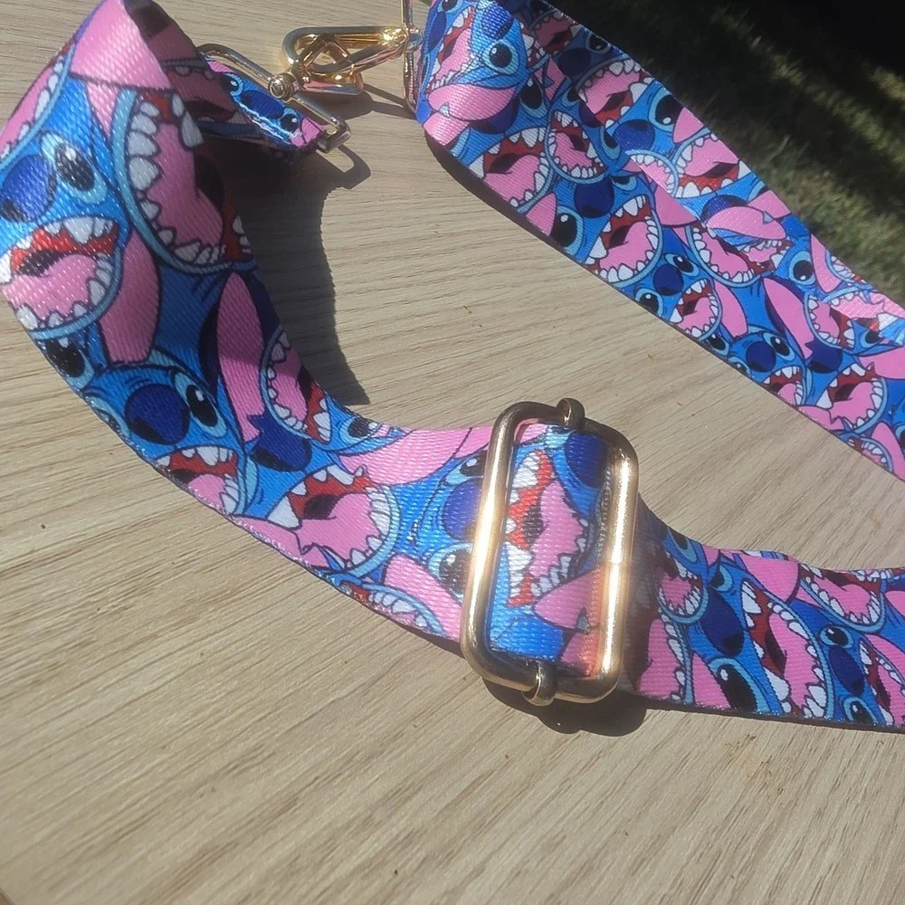 Disney Stitch Dog Leash Adjustable Nylon Strap Blue Pink Character Print